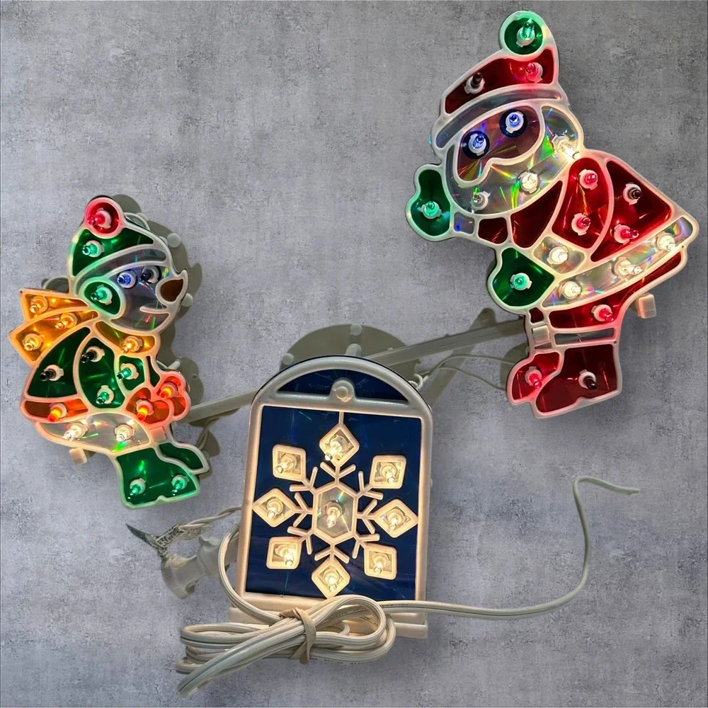 Vintage Christmas Light-Up‎ Santa & Snowman Seesaw- It Teeter-Totters!